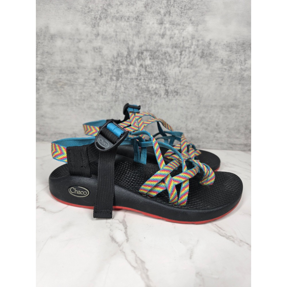 Chaco Z/Cloud 2 Sandals Rainbow Strappy Hiking Toe Loop Black Red Womens 7